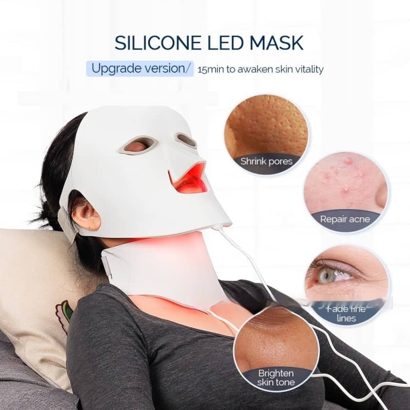 Household Beauty Silicone LED Mask – 7 Color Light Therapy for Skin Rejuvenation and Acne Removal