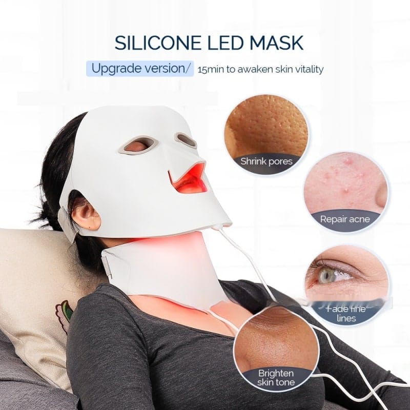 Household Beauty Silicone LED Mask – 7 Color Light Therapy for Skin Rejuvenation and Acne Removal